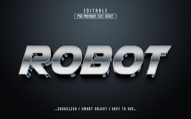 Style d'effet de texte premium réaliste robot 3d avec arrière-plan