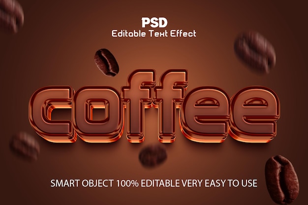 Style d'effet de texte PSD éditable pour le café 3D