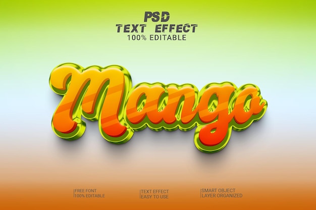 Style d'effet de texte psd mangue 3d modifiable