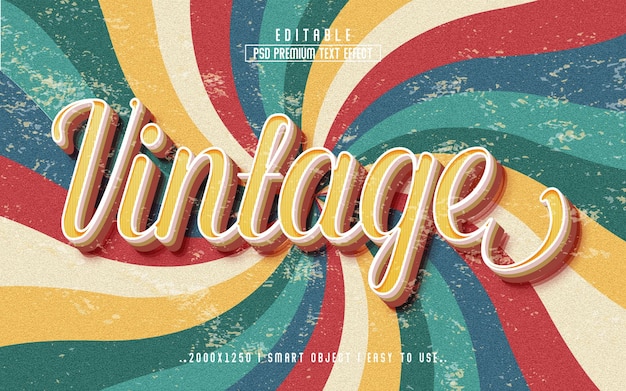Style d'effet de texte Psd modifiable 3D vintage