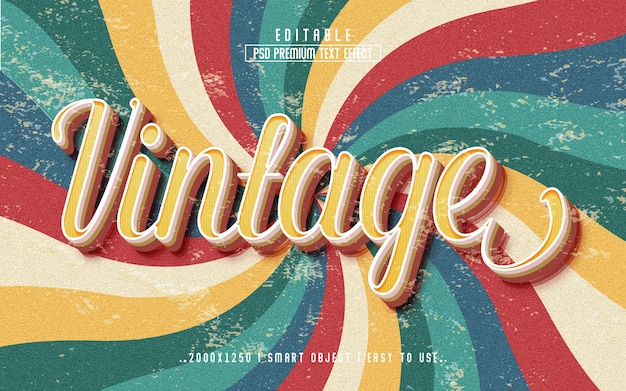 PSD style d'effet de texte psd modifiable 3d vintage