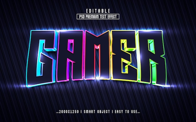 Style D'effet De Texte Psd Modifiable Gamer 3d