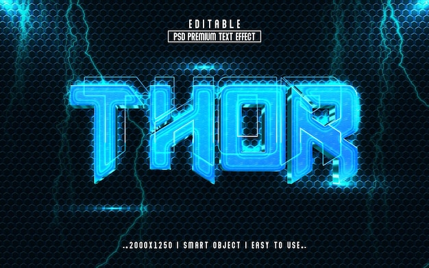 PSD style d'effet de texte psd modifiable thor 3d