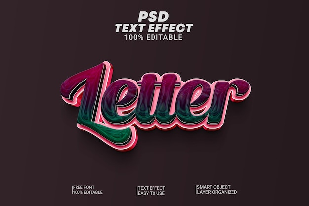 Style d'effets de texte modifiables PSD Creative Letter 3d