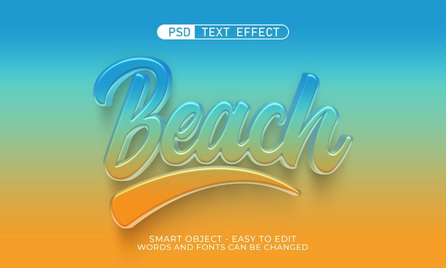 Style d'été de plage à effet de texte modifiable