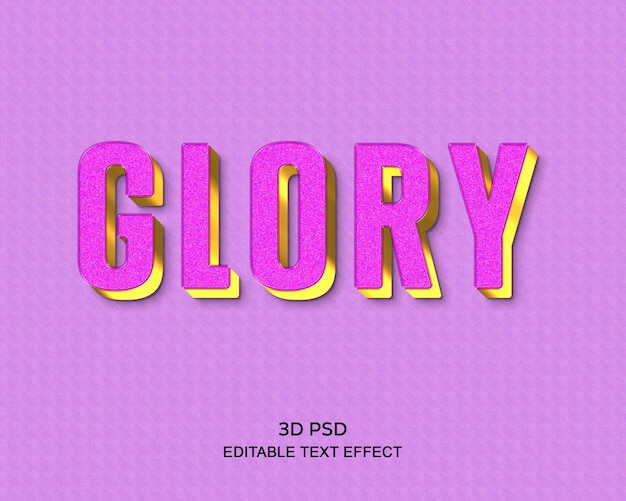 Style Glory 3d, Effet De Texte Modifiable En 3d Avec Fond Premium