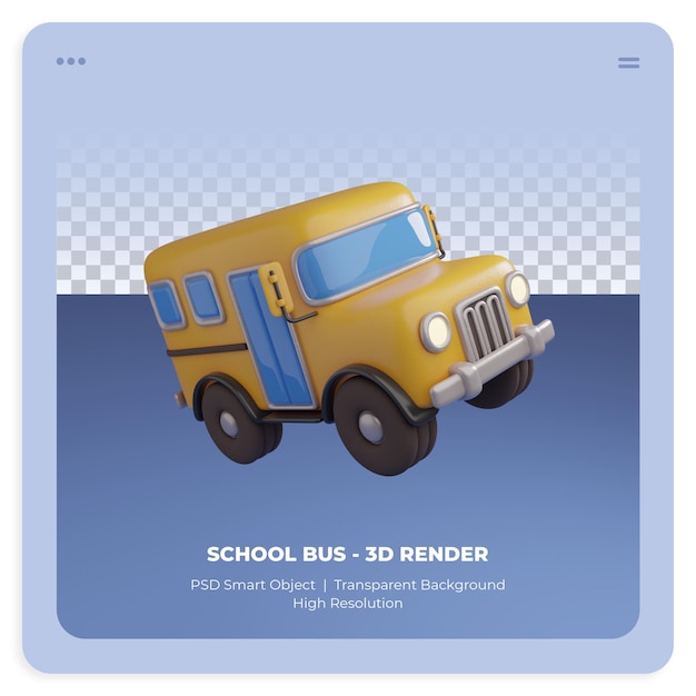 PSD style de jouet d'autobus scolaire de rendu 3d