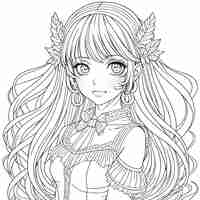 PSD style de livre de coloriage fille anime