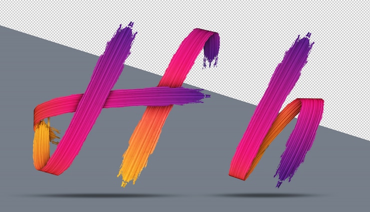 PSD style de peinture à l'huile de calligraphie alphabet 3d