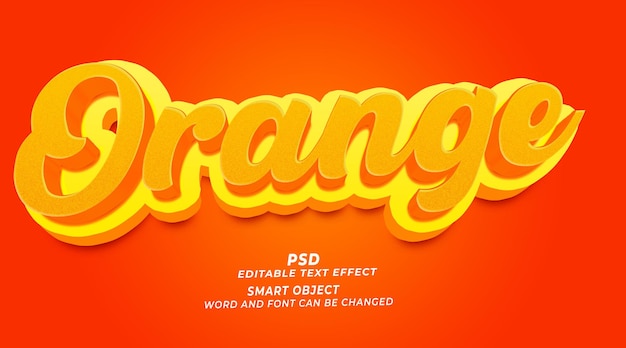 Style Photoshop D'effet De Texte Modifiable 3d Orange Avec Arrière-plan