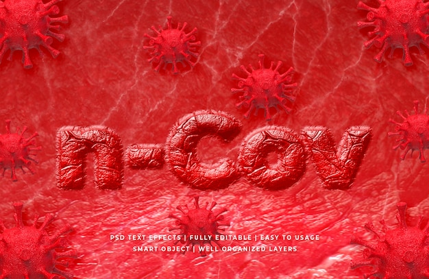 PSD style de texte 3d du virus corona