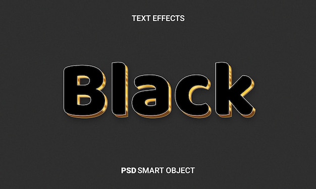 PSD style de texte psd effet 3d noir modifiable