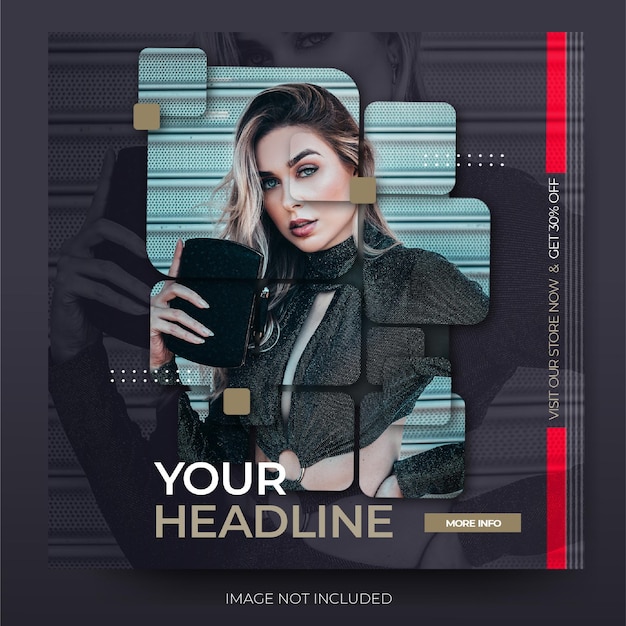 PSD stylischer instagram-social-post-feed für den verkauf von dunkler mode