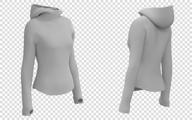 Stylisches graues Hoodie vorne und hinten 3d