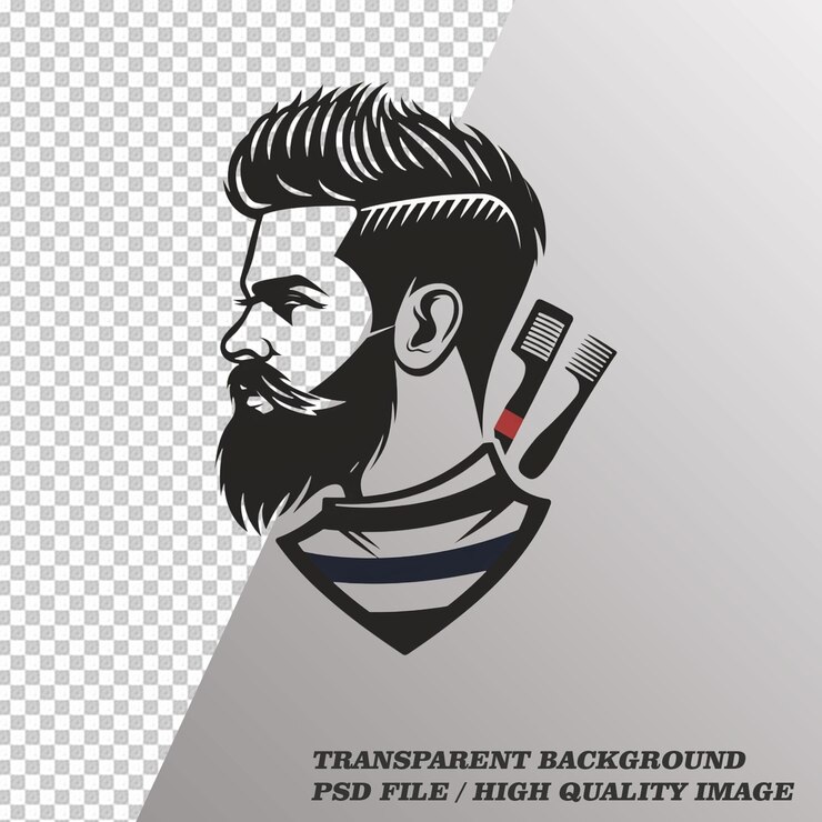 PSD stylish beard on transparent background psd file
