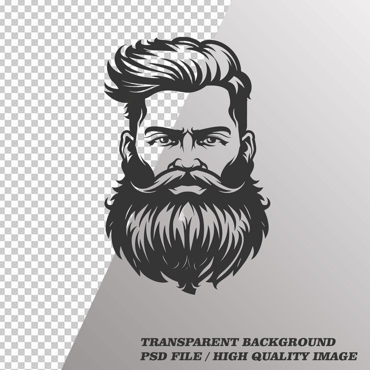PSD stylish beard on transparent background psd file