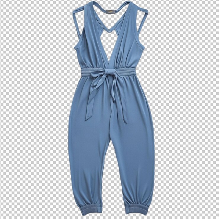 PSD stylish blue womens summer jumpsuit elegante design de moda garota chique bonito look sexy usar estilo de outono