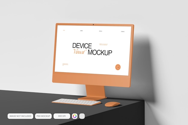 stylish desktop computer mockup featuring a modern design and clean presentation scene