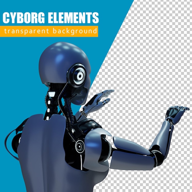 Stylish handsome cyborg. futuristic man. Robot 3D rendering