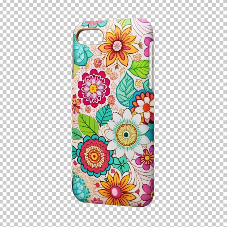 PSD stylish mobile cover on transparent background