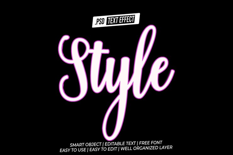 PSD stylish neon text effect in psd format