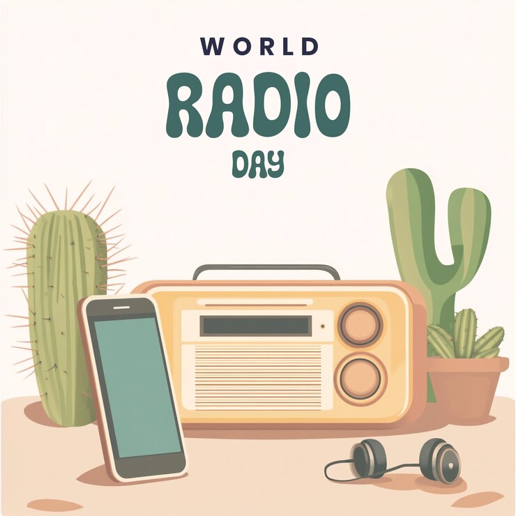 PSD stylish retro radio psd banner para la celebración de la transmisión