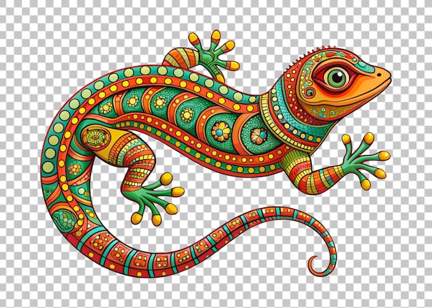 Stylisierte Fantasie-Muster-Eidechse Ethnisch verziertes Tier Vektor-Illustration Weißer Hintergrund