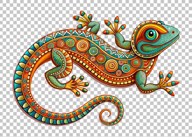 Stylisierte Fantasie-Muster-Eidechse Ethnisch verziertes Tier Vektor-Illustration Weißer Hintergrund