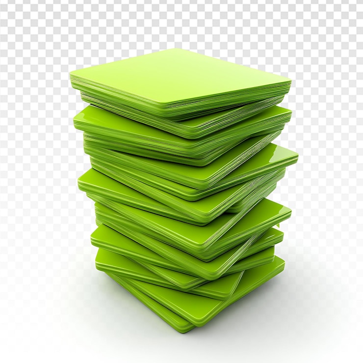 PSD stylized 3d green money stack on white background