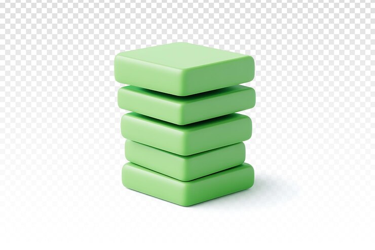 PSD stylized 3d green money stack on white background