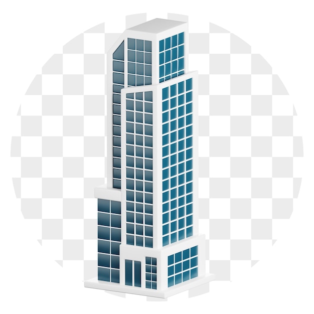Stylized 3D Render of a Modern Skyscraper Icon
