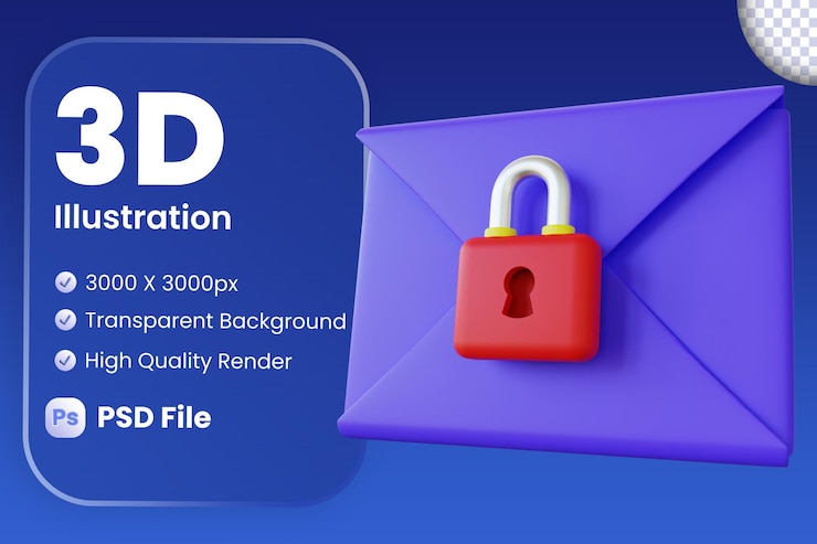 PSD stylized encrypted message 3d illustration