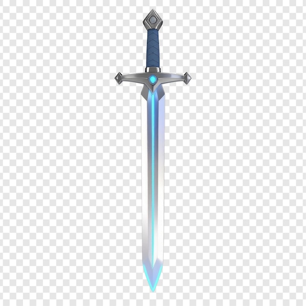 Stylized light blue sword graphic design element