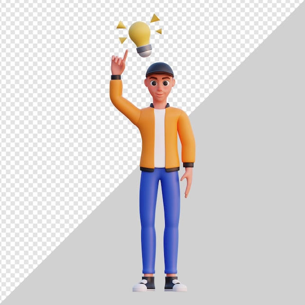 Stylizen 3d hombre obteniendo idea de negocio