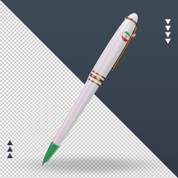 Stylo à Bille 3d Drapeau Iran Rendu Vue De Gauche