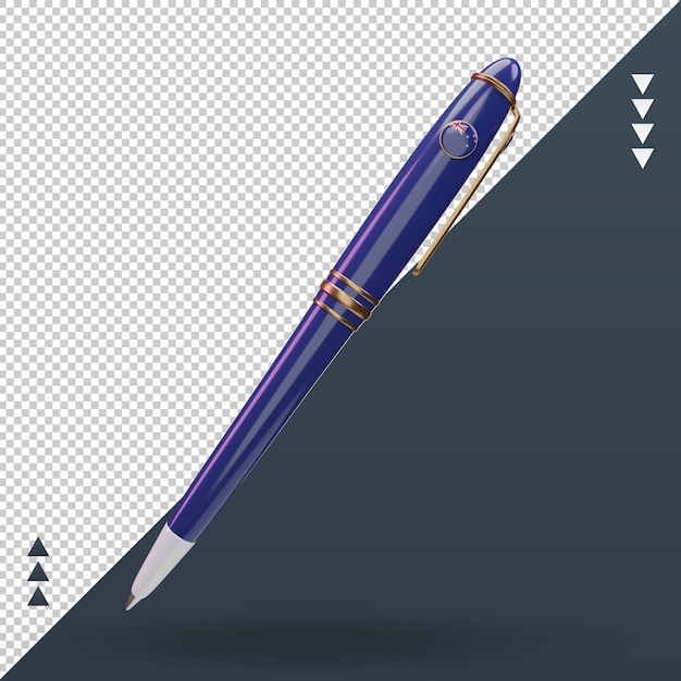 Stylo à bille 3d drapeau néo-zélandais rendu vue de face