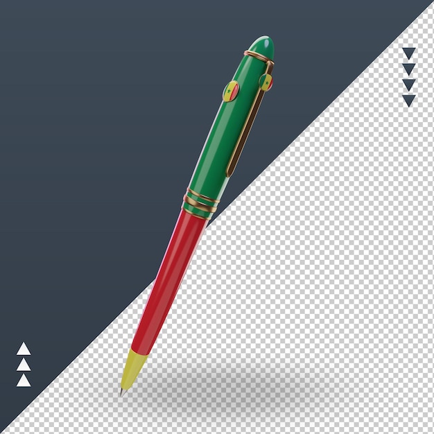 PSD stylo à bille 3d drapeau sénégal rendu vue droite