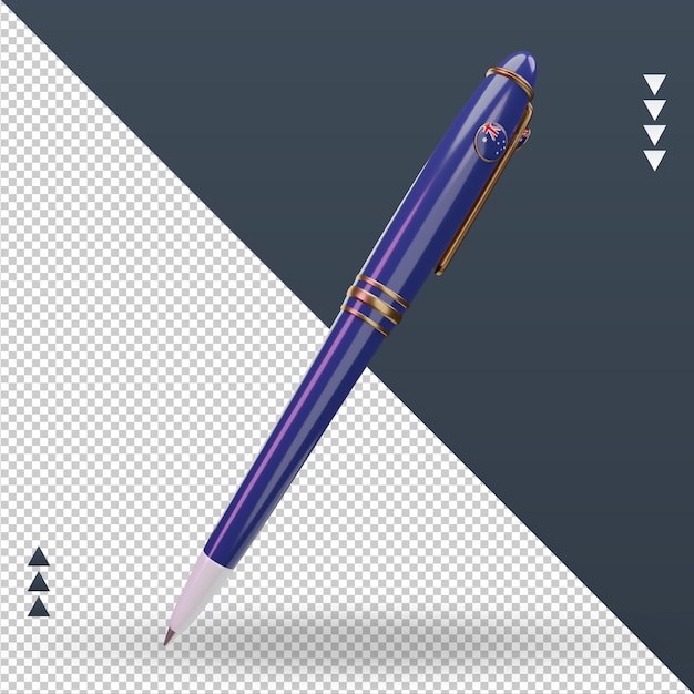 Stylo à bille 3d rendu du drapeau de l'Australie vue de gauche