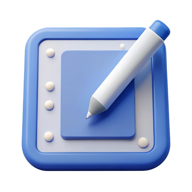 PSD un stylo bleu et blanc est dans une boîte en plastique bleue