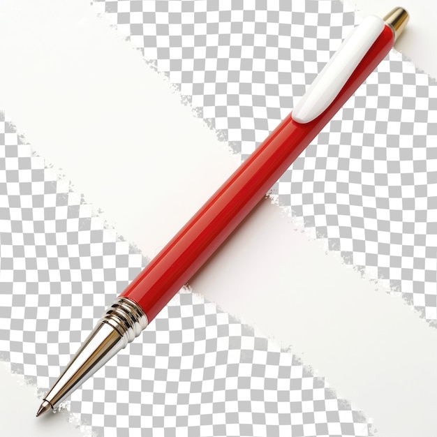 PSD un stylo rouge est sur une feuille de papier avec un stylo blanc