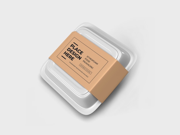 Styrofoam Food Box Packaging Design Mockup isolato