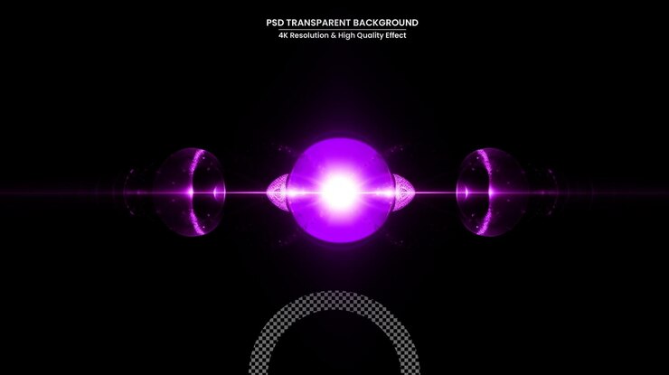 PSD suar lensa digital dalam bingkai horizontal latar belakang hitam