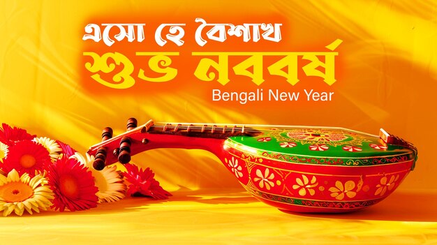 PSD subho nobo borsho o bengali feliz año nuevo deseos pancarta de saludos