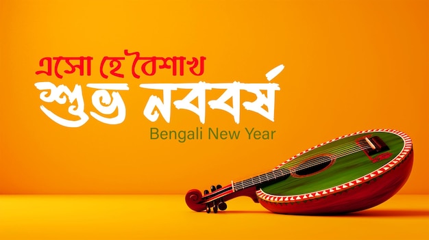 PSD subho nobo borsho ou bengali feliz ano novo desejos bandeira de saudação