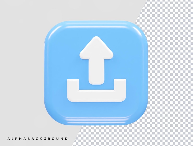 PSD subir el ícono del elemento de ilustración de renderización 3d
