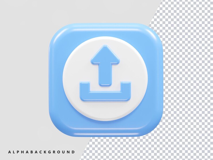PSD subir el ícono del elemento de ilustración de renderización 3d