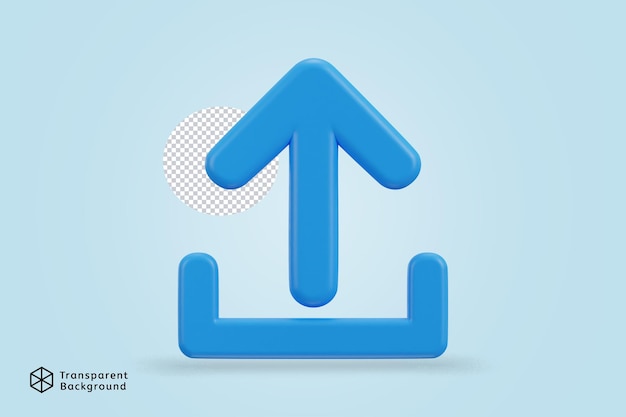 subir el icono de la ilustración vectorial de renderización 3D