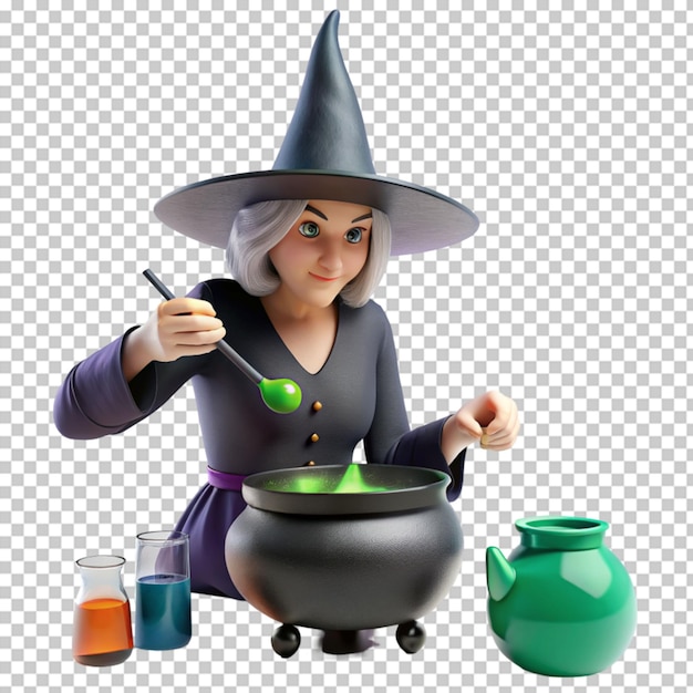 PSD sublimación de clipart de bruja de halloween espeluznante en un fondo transparente