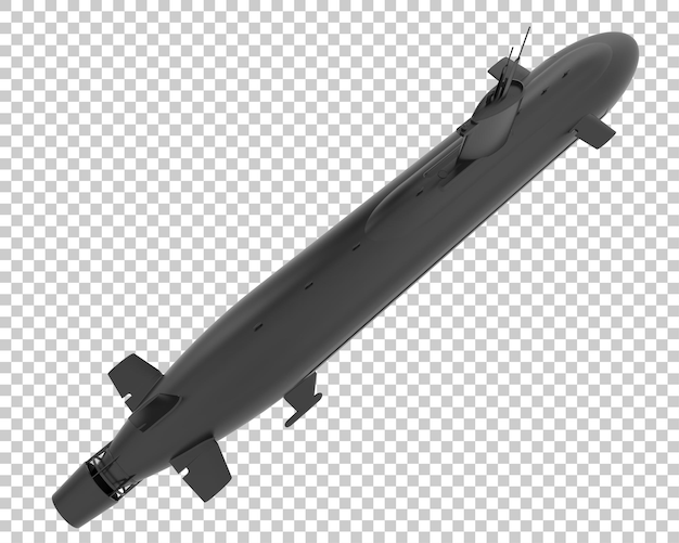 PSD submarino en la ilustración de renderizado 3d de fondo transparente