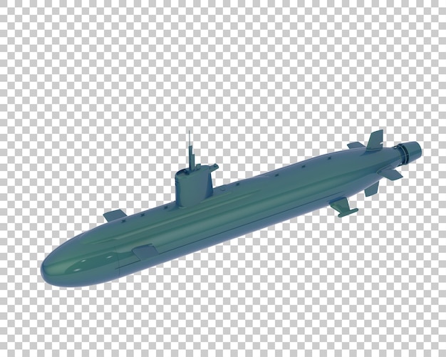 Submarino en la ilustración de renderizado 3d de fondo transparente